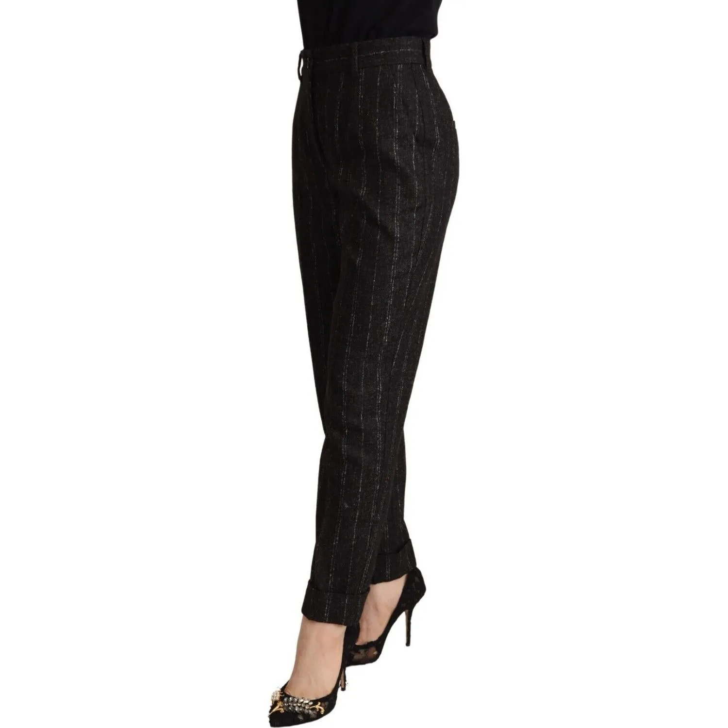 Dolce & Gabbana Elegant High-Waisted Striped Tapered Pants