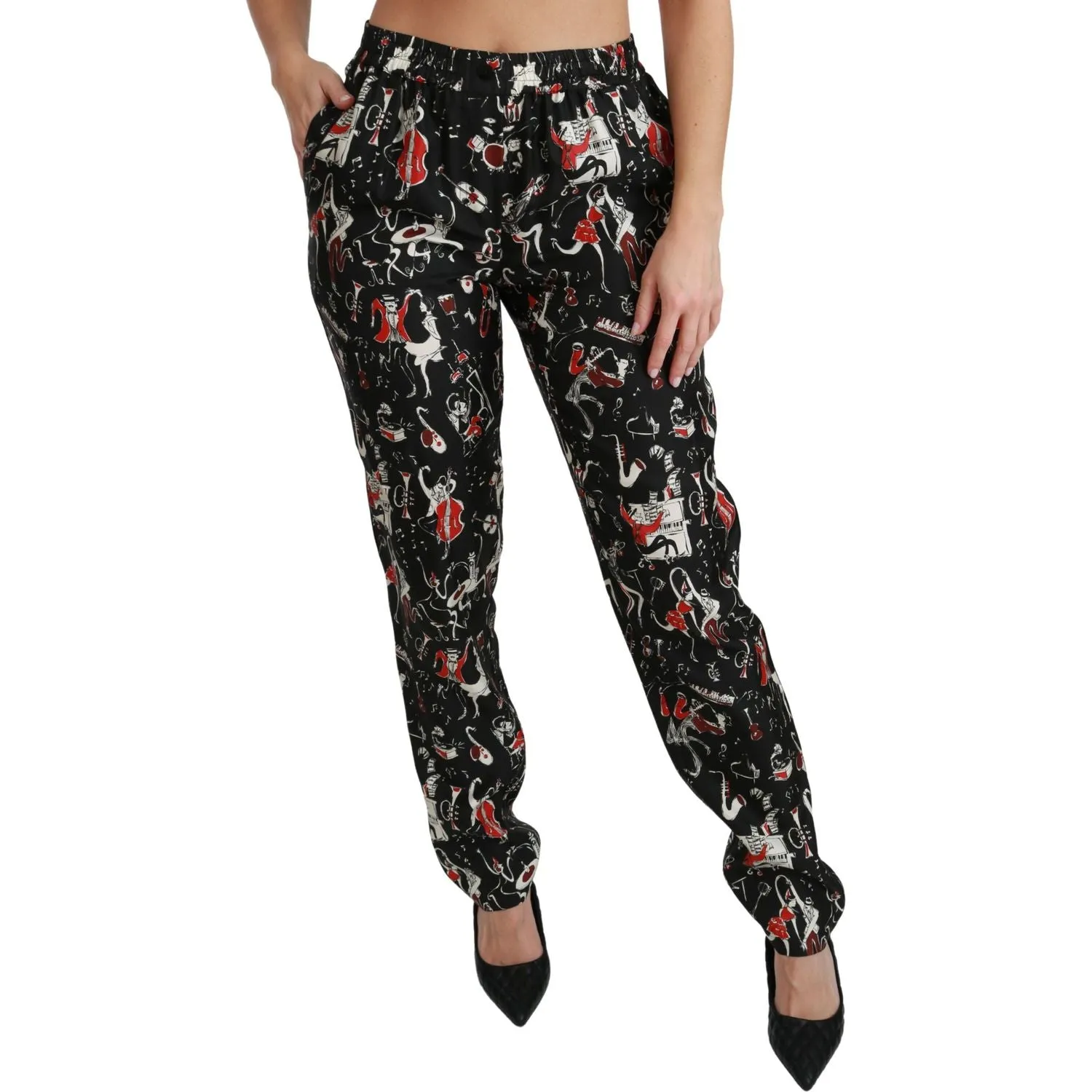 Dolce & Gabbana Sleek Silk Slim-Fit Mid-Waist Pants