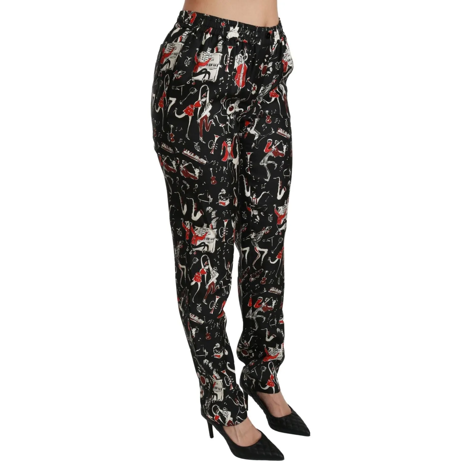 Dolce & Gabbana Sleek Silk Slim-Fit Mid-Waist Pants