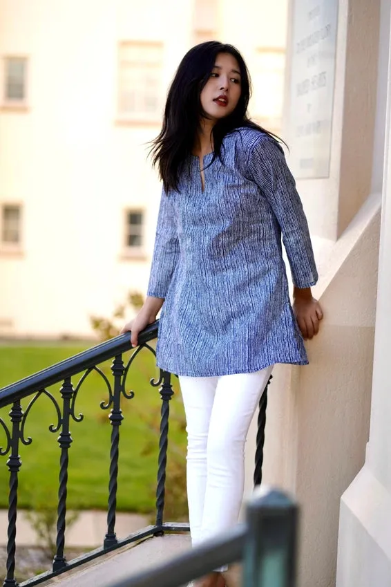 Dolma Millie Cotton Tunic Top Navy