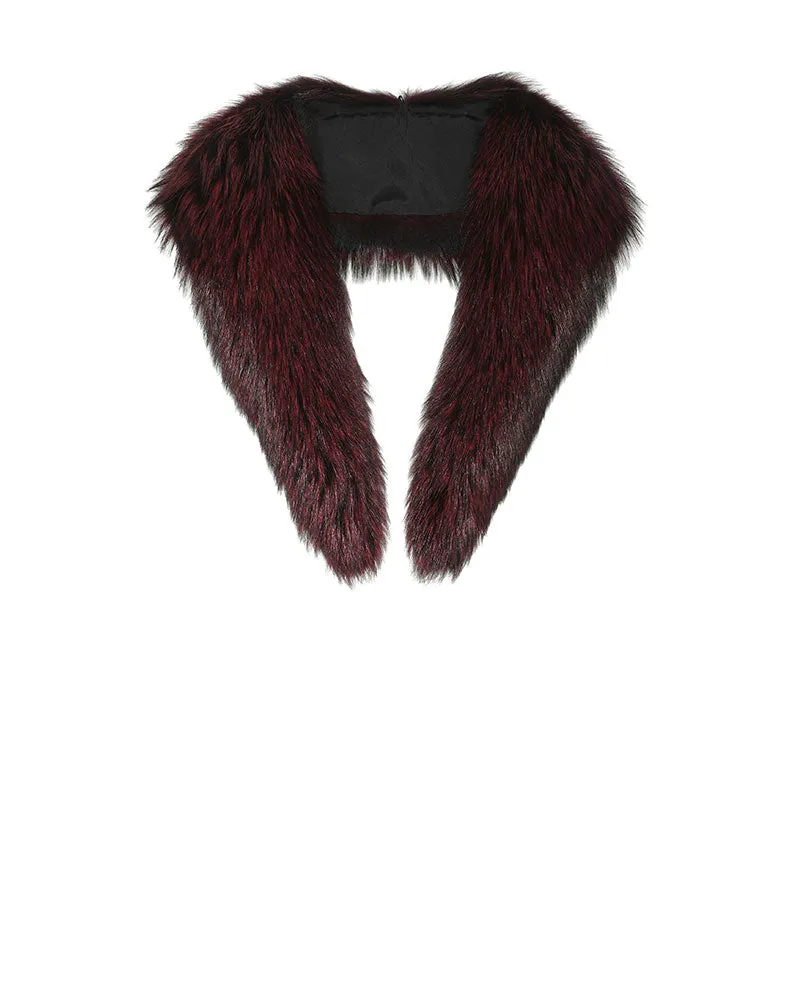 Dyed Silver Fox Collar Available in Burgundy