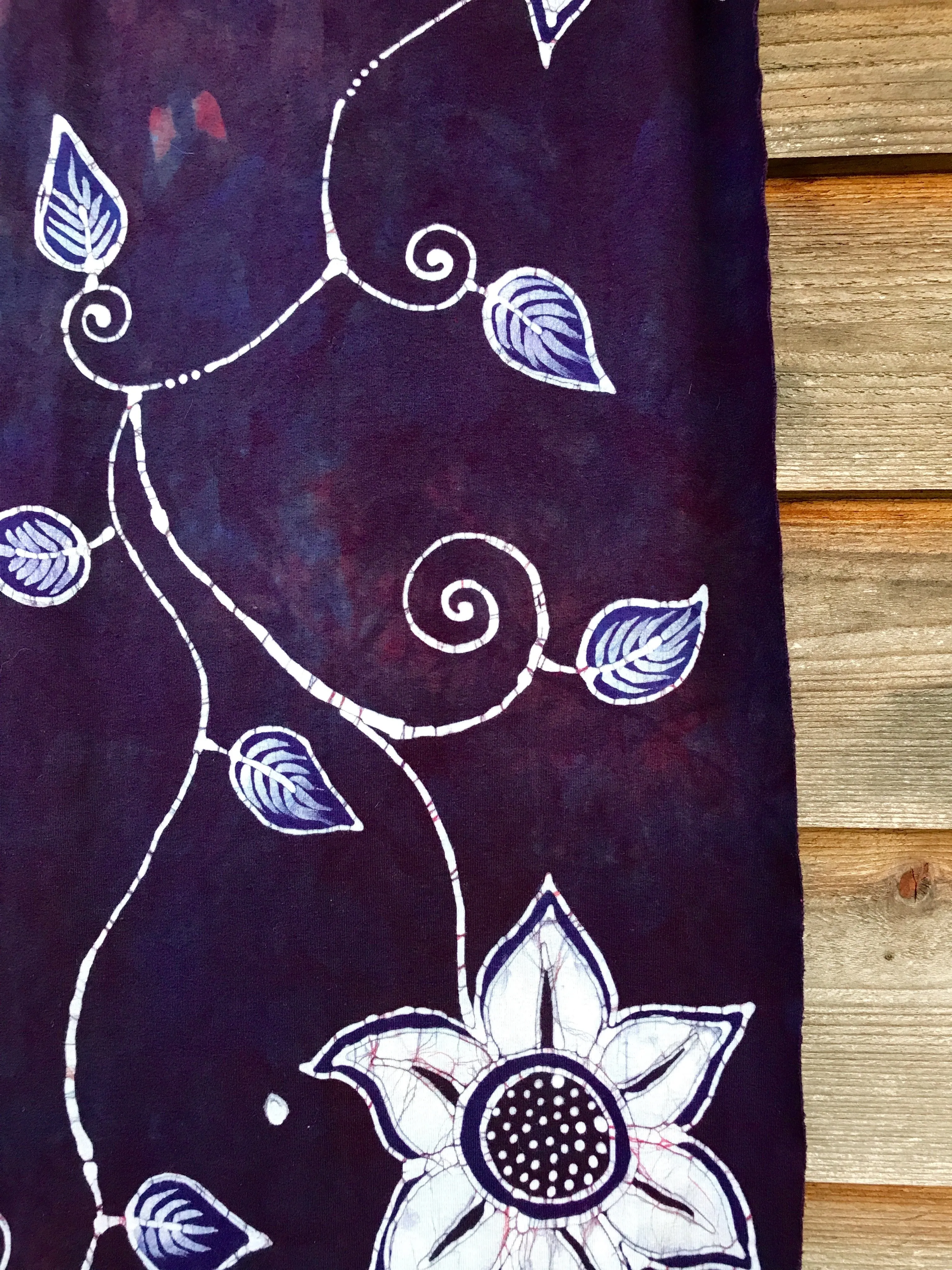 Eggplant Blossoms - Organic Cotton Hand Painted Batik Scarf