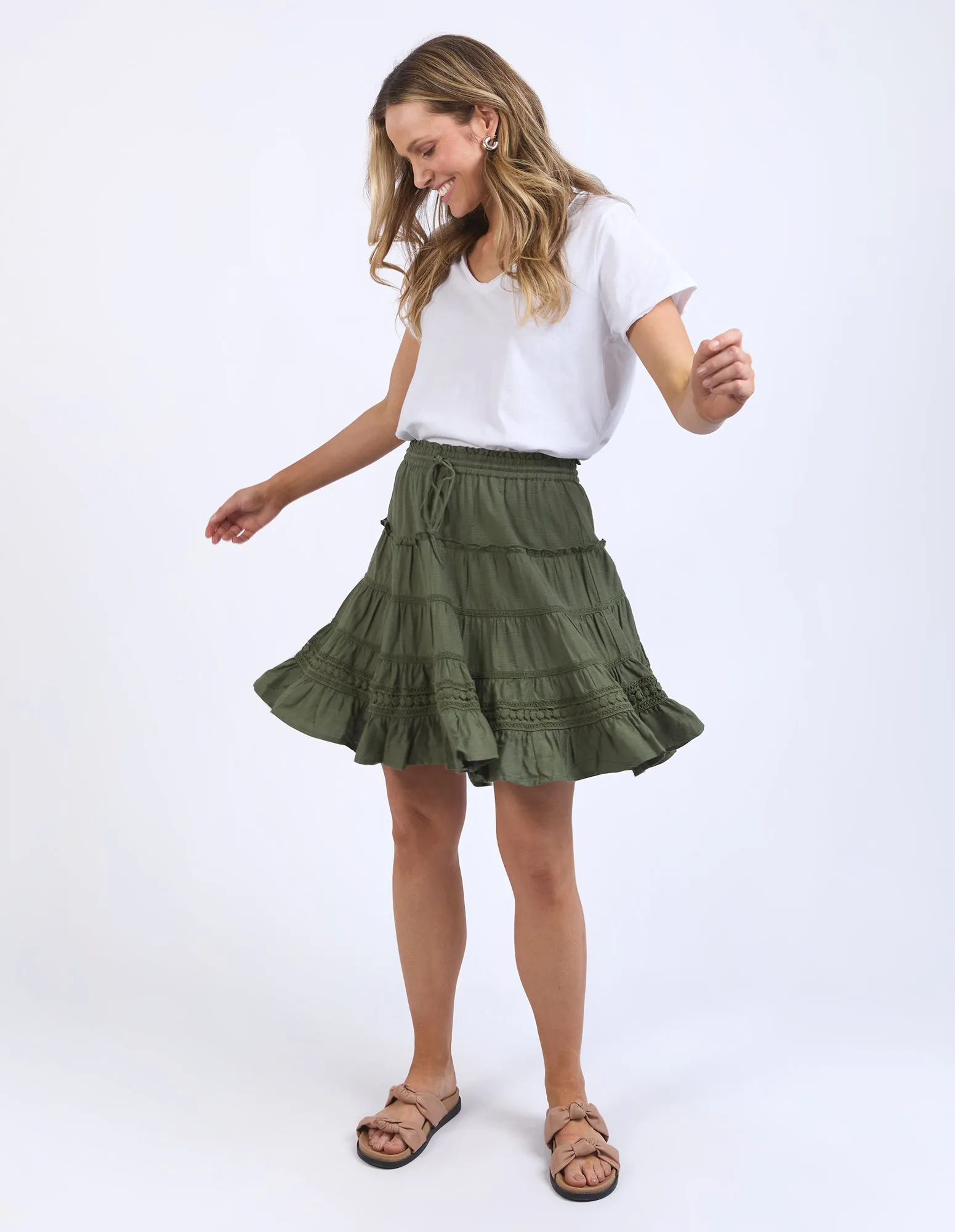 Elm Market Lace Trim Skirt - Clover