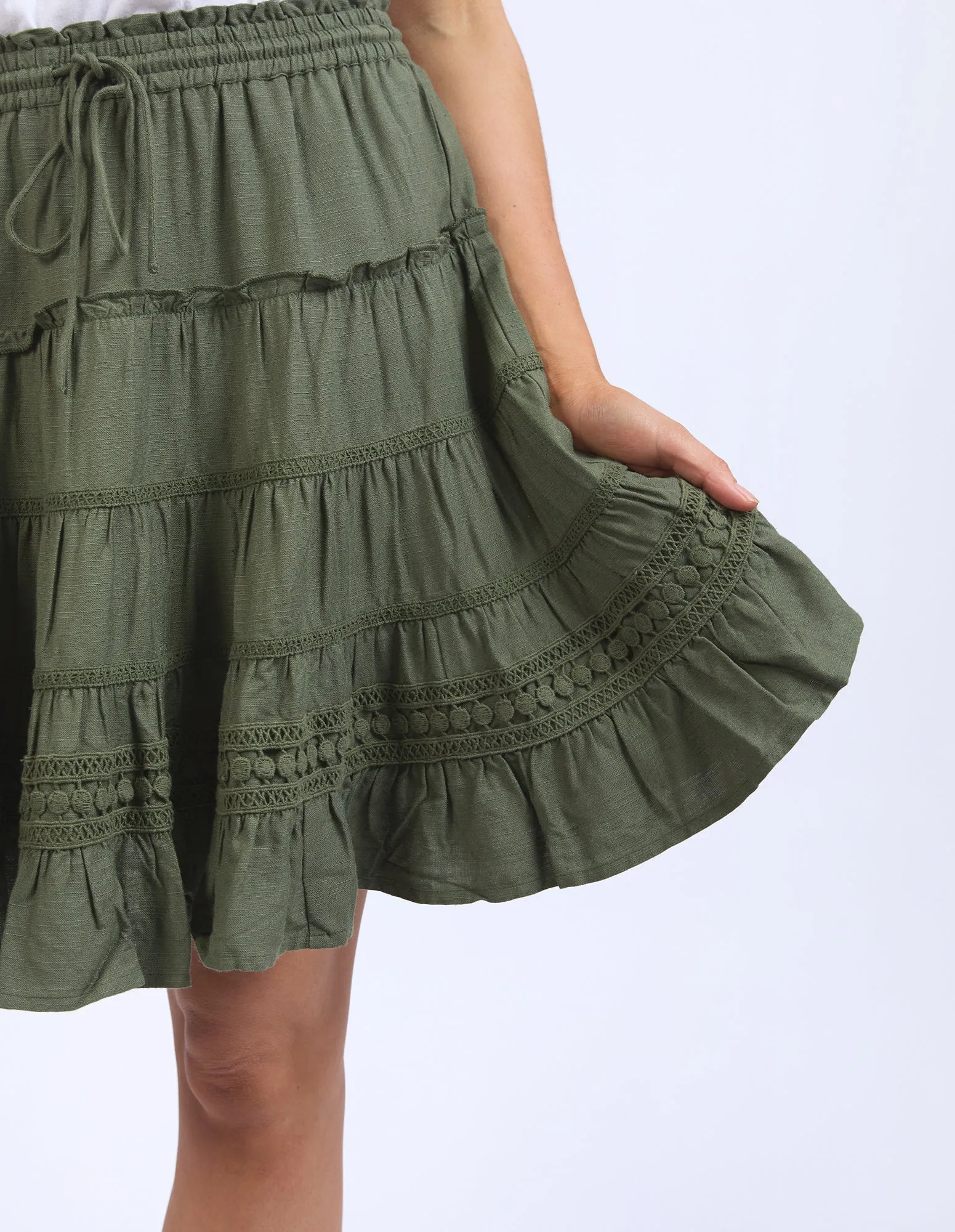 Elm Market Lace Trim Skirt - Clover