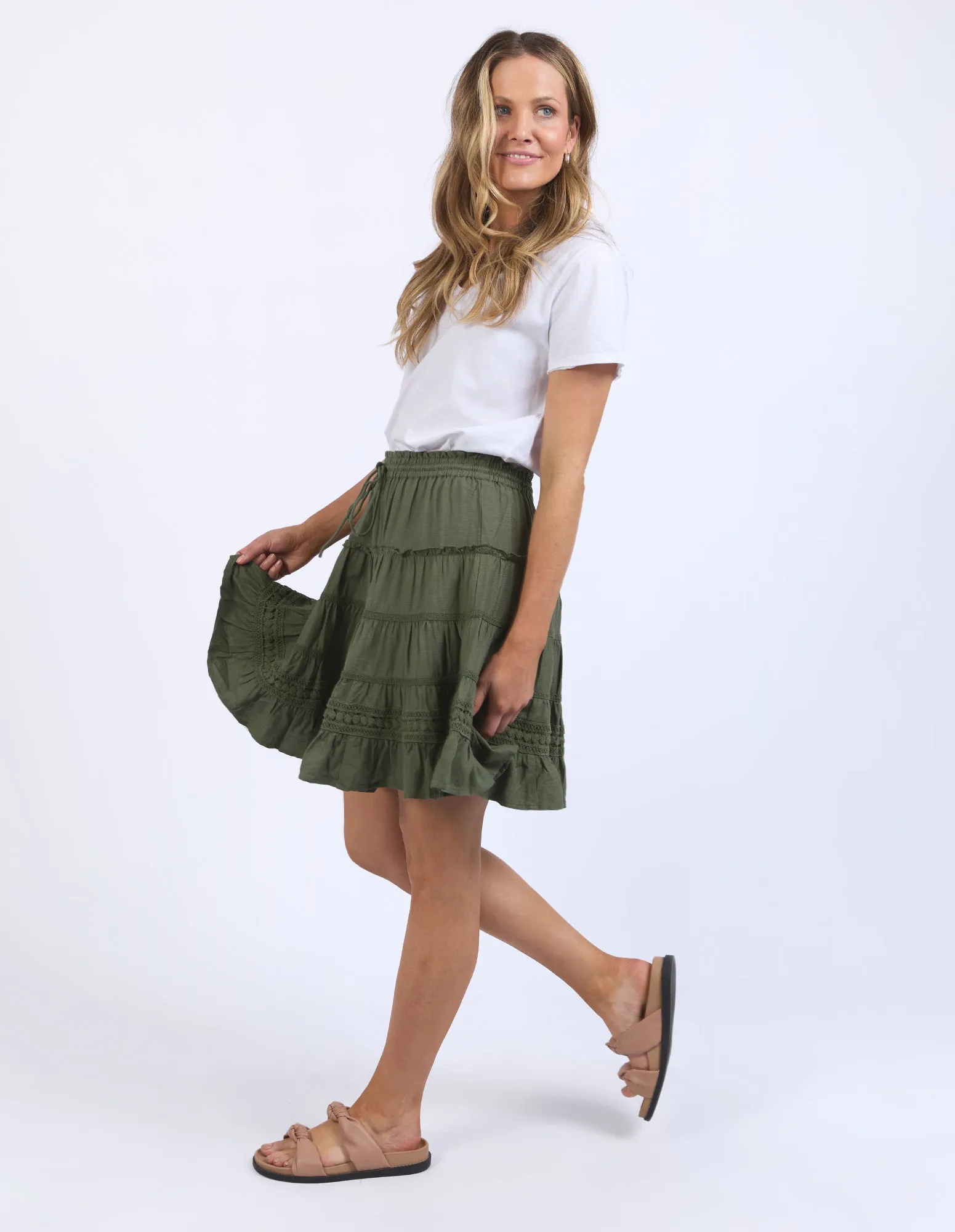 Elm Market Lace Trim Skirt - Clover