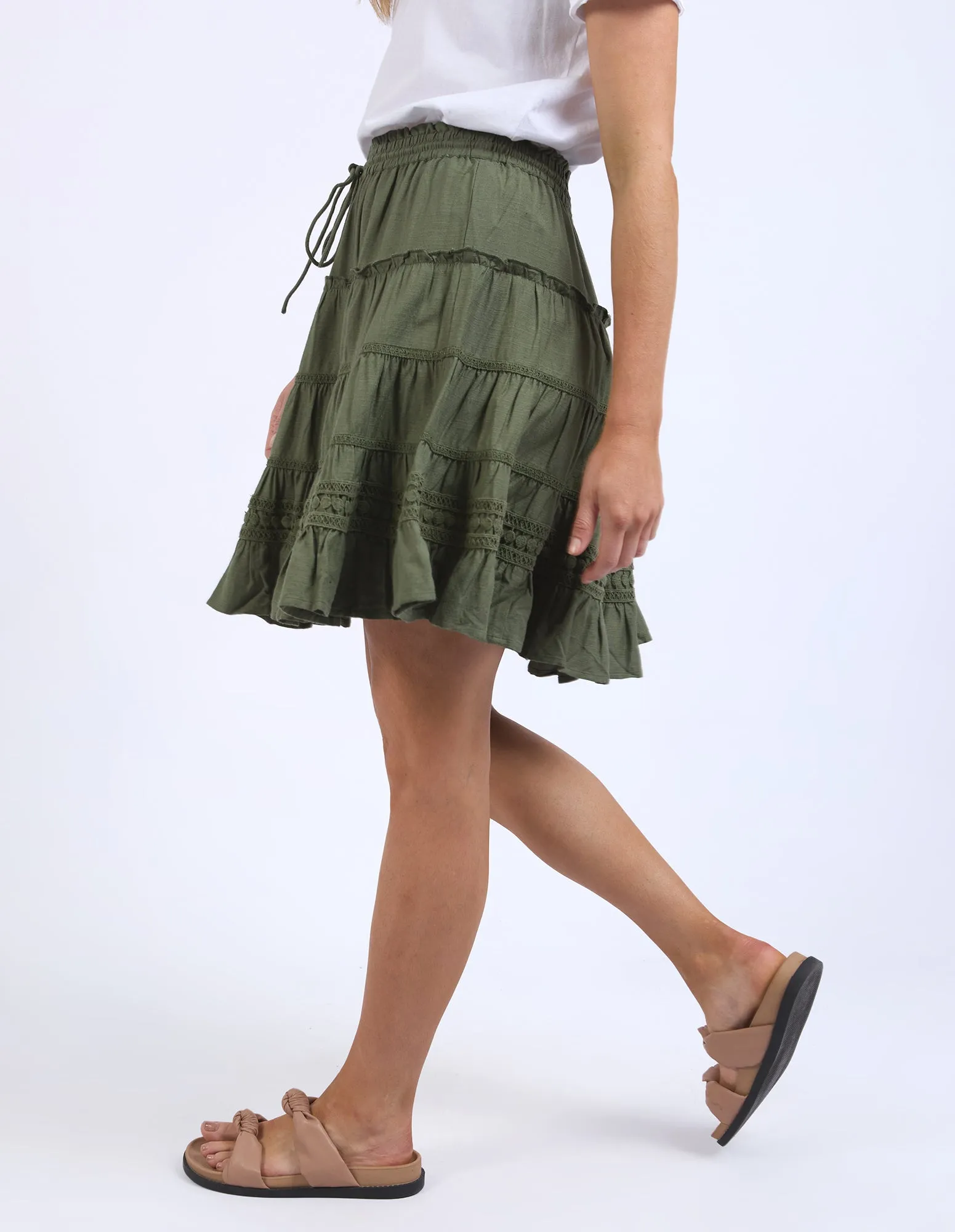 Elm Market Lace Trim Skirt - Clover