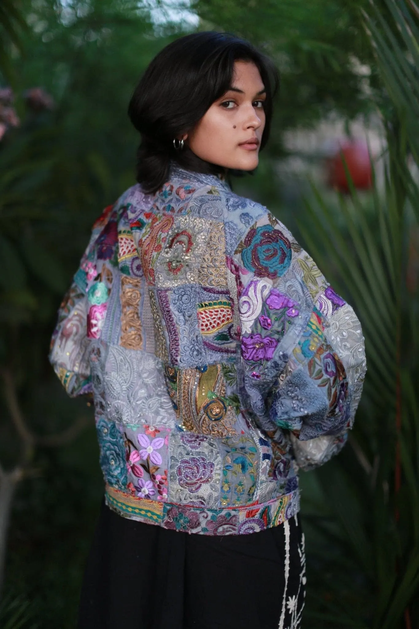 Embroidered Patchwork Bomber Jacket Serena