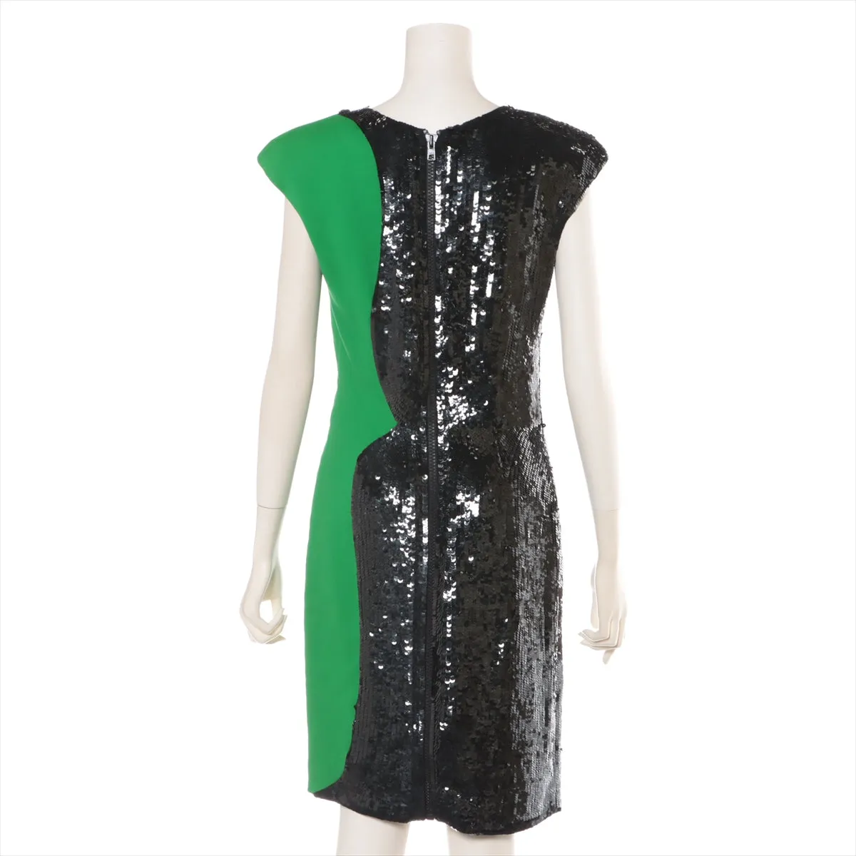 Emilio Pucci  Sequins Rayon Dress Black x Green