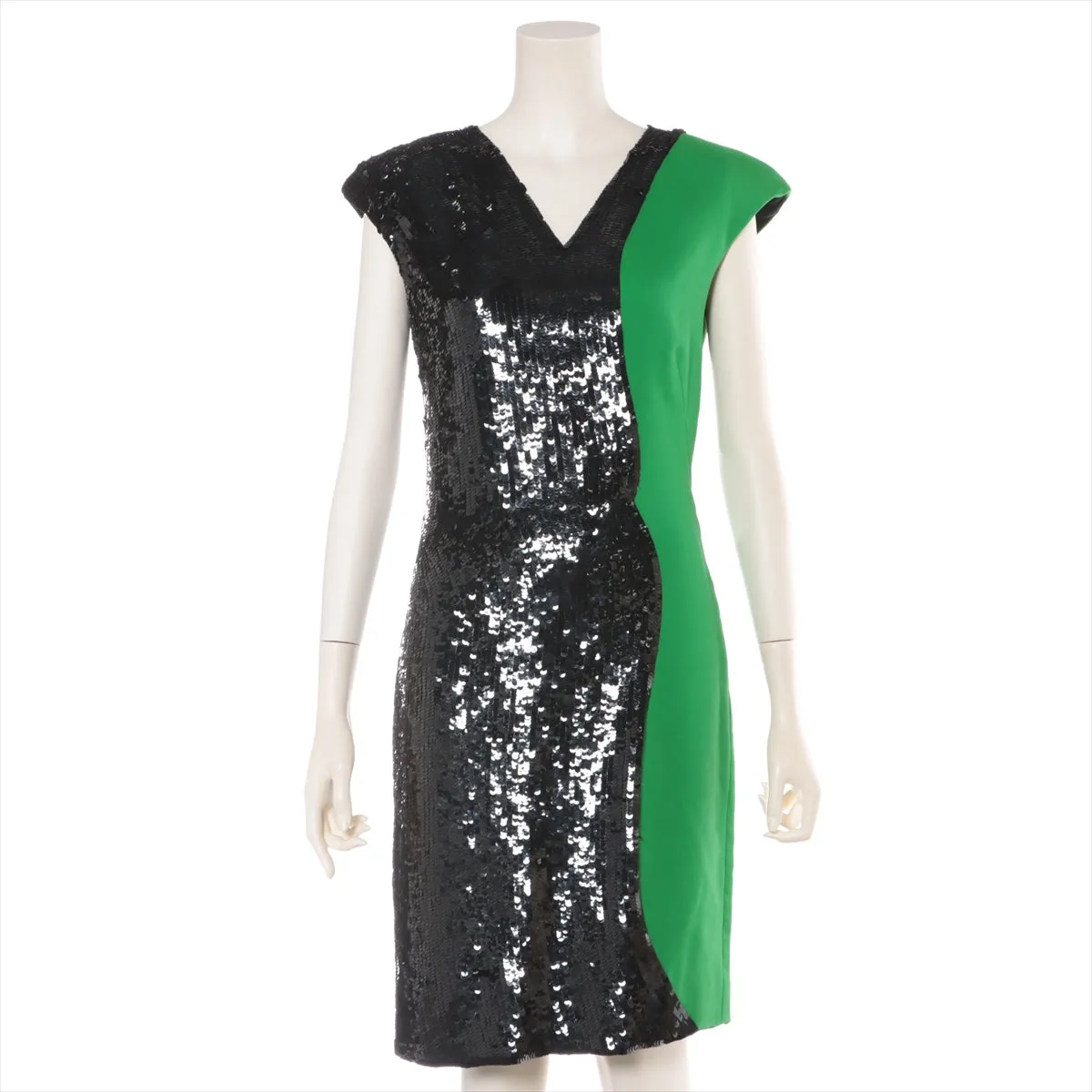 Emilio Pucci  Sequins Rayon Dress Black x Green