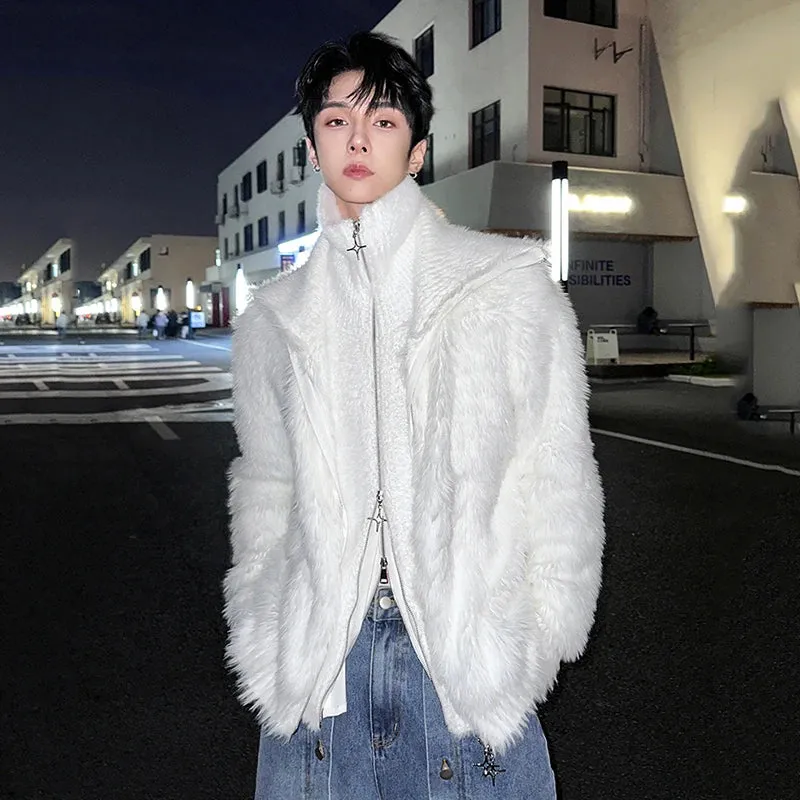 Fashionable White Fur Wool Jacket