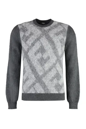 FENDI Men's Grey Crew-Neck Sweater for FW23