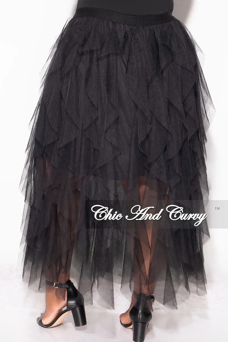 Final Sale Plus Size Multi Layered Mesh Skirt in Black (Skirt Only)