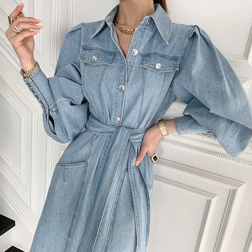 Flytonn-homecoming dresses hoco dresses party dresses fall outfits women  y2k outfits spring summer women's dress French Retro Temperament Port Style Denim Dress