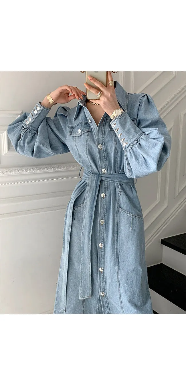 Flytonn-homecoming dresses hoco dresses party dresses fall outfits women  y2k outfits spring summer women's dress French Retro Temperament Port Style Denim Dress