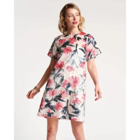 Frances Valentine Altman Mini Dress Velvet Lotus Print Pink Multi