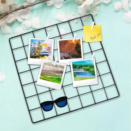 Franklite Iron Square shape hanging Grid frame for home Decoration, wall, photog, collage photo, key, as per your requirement (30x 30 cm) 1pcs Frame (Black) 10pcs clip