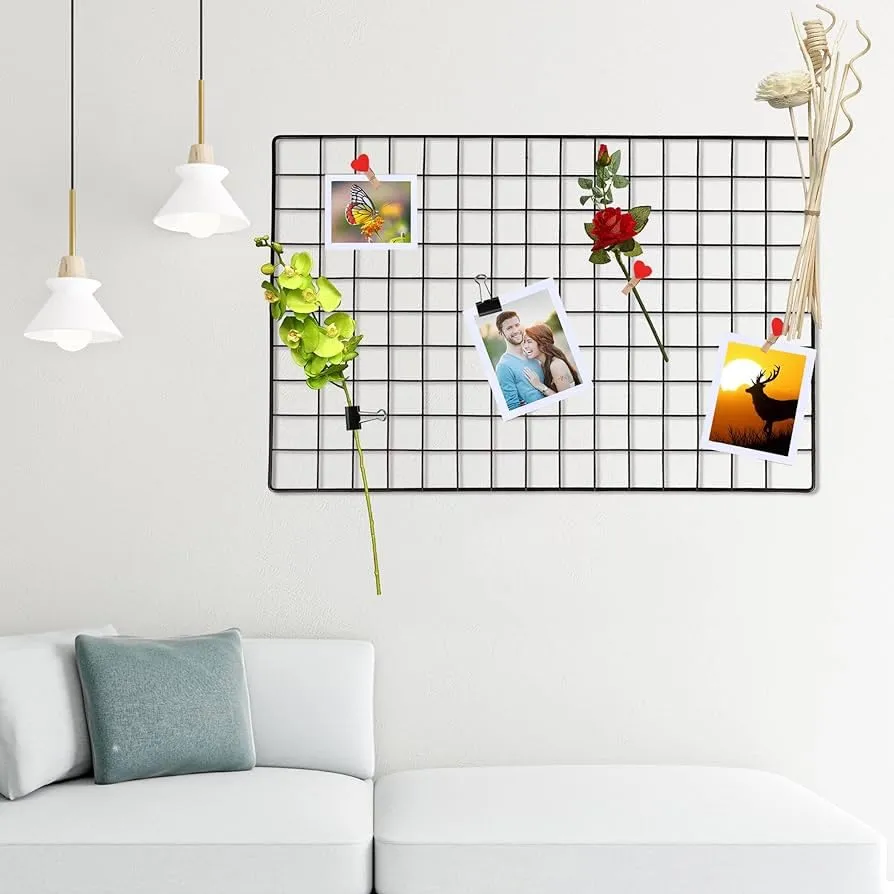 Franklite Iron Square shape hanging Grid frame for home Decoration, wall, photog, collage photo, key, as per your requirement (30x 30 cm) 1pcs Frame (Black) 10pcs clip