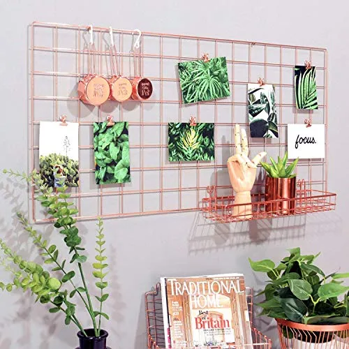 Franklite Iron Square shape hanging Grid frame for home Decoration, wall, photog, collage photo, key, as per your requirement (45x 65 cm) 1pcs Frame (Pink)