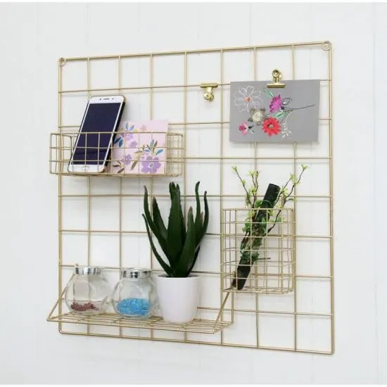 Franklite Iron Square shape hanging Grid frame for home Decoration, wall, photog, collage photo, key, as per your requirement (55x 85 cm) 1pcs Frame (Gold)