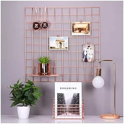 Franklite Iron Square shape hanging Grid frame for home Decoration, wall, photog, collage photo, key, as per your requirement (Gold) Frame (40By40cm) 1Pcs