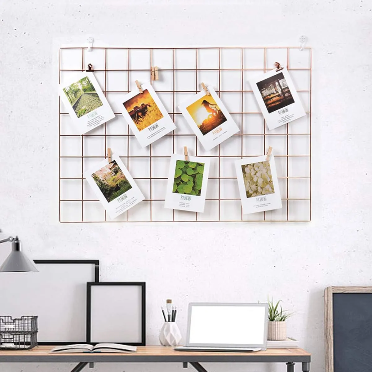 Franklite Iron Square shape hanging Grid frame for home Decoration, wall, photog, collage photo, key, as per your requirement (Gold) Frame (40By40cm) 1Pcs