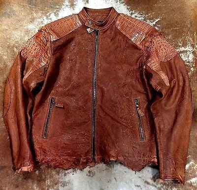 G-Gator Cognac Crocodile/Lambskin Bomber Jacket