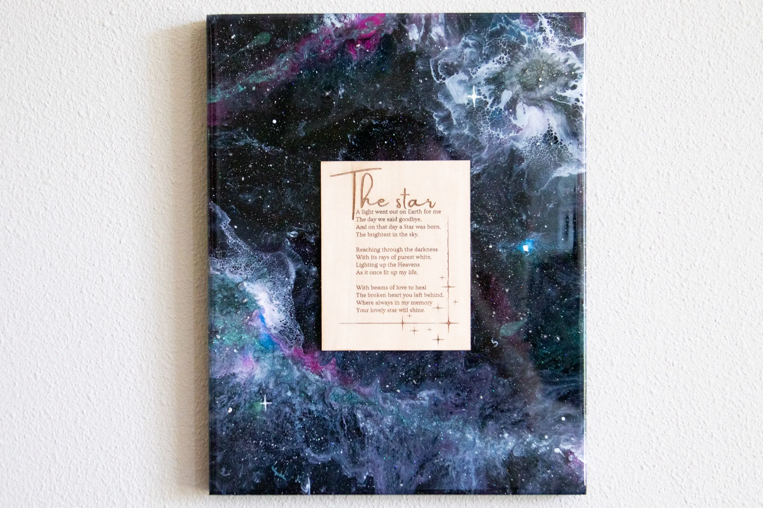 Galaxy Night Resin Portrait with Cremation Ash