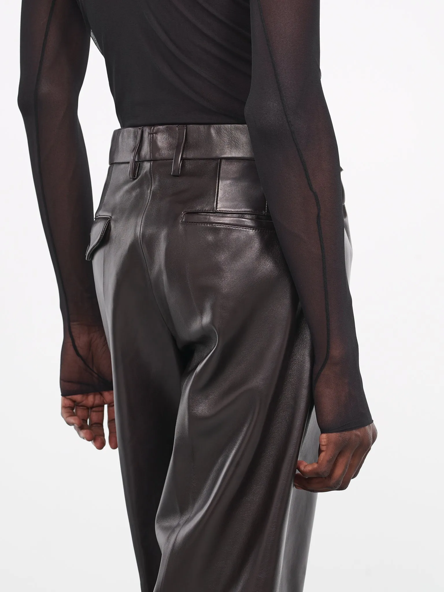 Gaspar Flared Leather Trousers (B0011607-LT117-038-AUBERGINE)