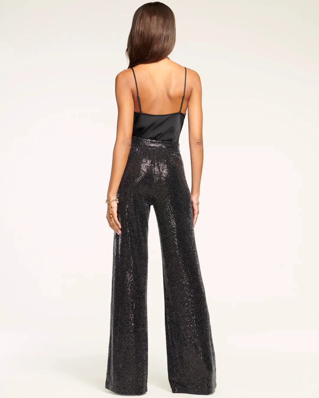 Gavin Sequin Wide Leg Pant - Black