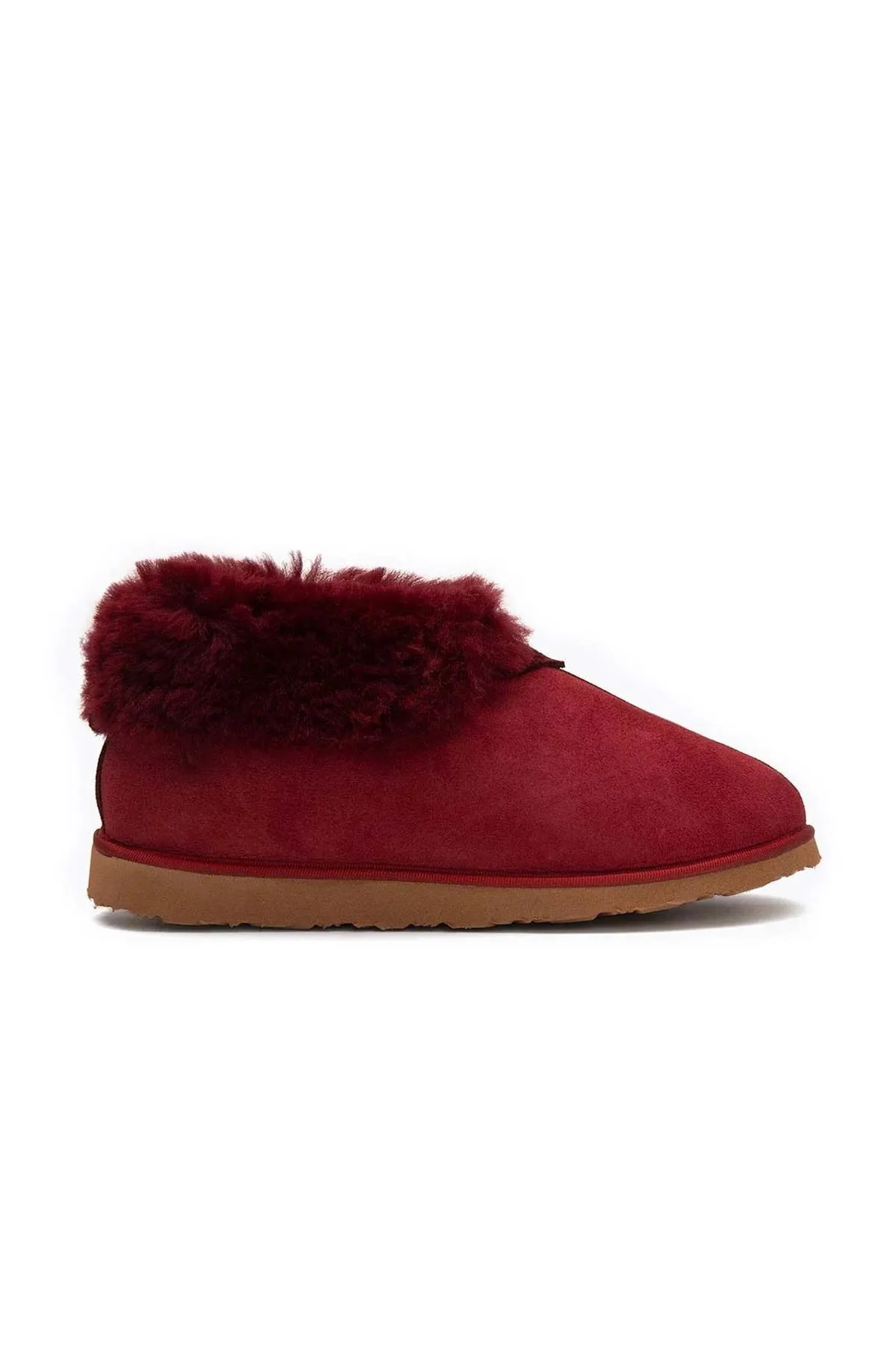 Genuine Suede Sheepskin Unisex Fudnap 191200 Burgundy