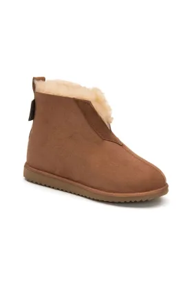 Genuine Suede Sheepskin Unisex Fudnap 191200 Tan