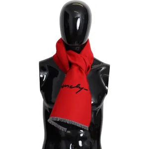 Givenchy Elegant Red Wool Blend Unisex Scarf