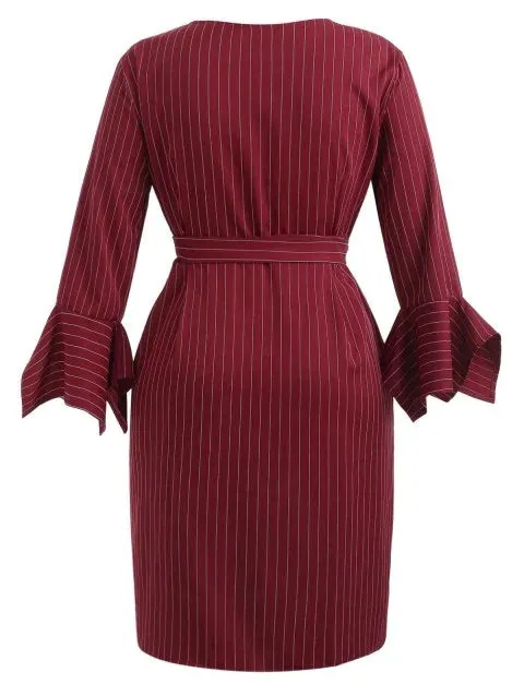 Glamorous Plus Size Stripe Faux Wrap Dress