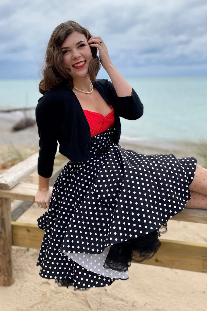 Grace Vintage Style Jive Dress in Black Polka Dots