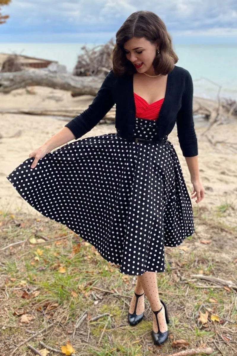 Grace Vintage Style Jive Dress in Black Polka Dots