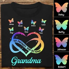 Grandma - To Infinity And Beyond Butterfly Heart - Personalized Unisex T-shirt