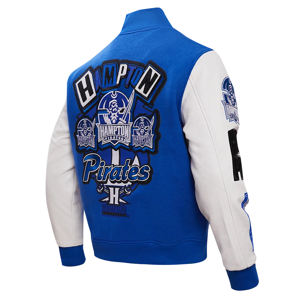 HAMPTON UNIVERSITY HOMECOMING MEN'S WOOL VARSITY JACKET (ROYAL BLUE/WHITE)