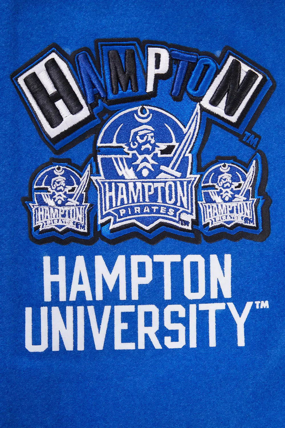 HAMPTON UNIVERSITY HOMECOMING MEN'S WOOL VARSITY JACKET (ROYAL BLUE/WHITE)