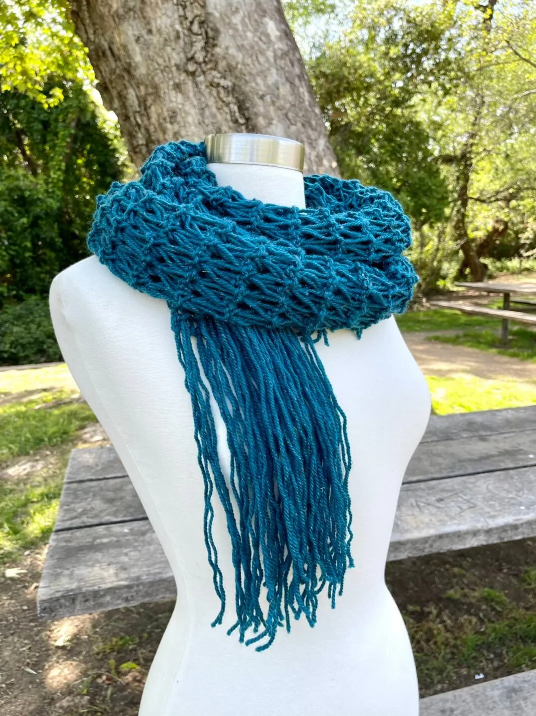 Hand Knitted Lace Scarf with Long Fringes, Handmade Scarf  for Women, Gift for Sister, Long Comfy Wrap, Super Soft  openwork knit scarf