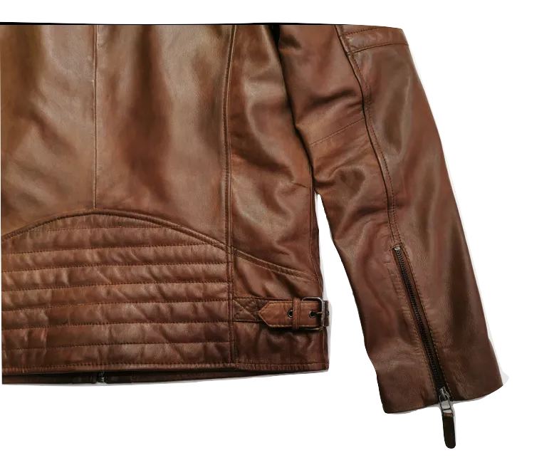 Helium Supersoft Nappa Leather Biker Jacket Paolo 5081 Tan