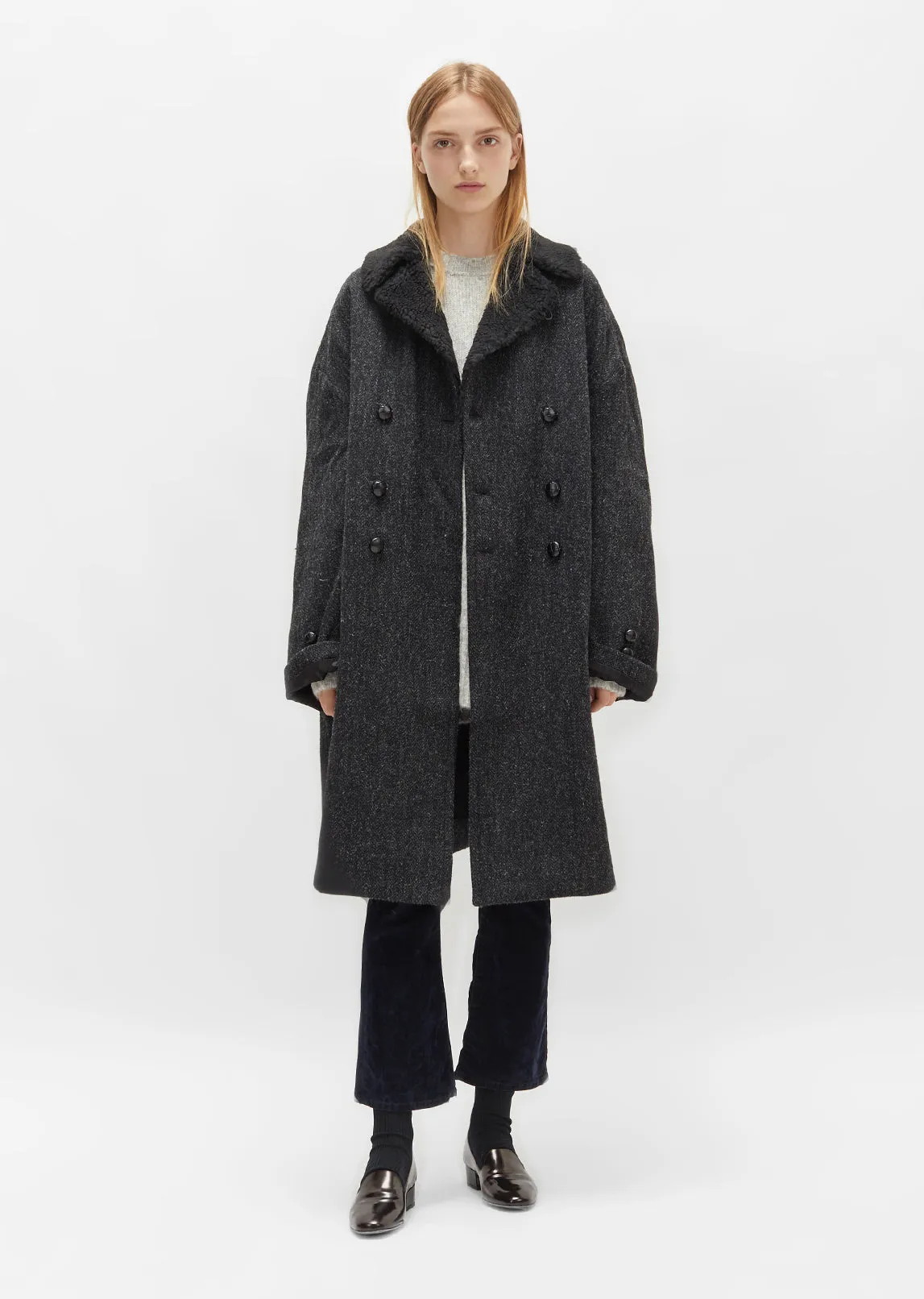 Herringbone Sherpa Raglan Coat