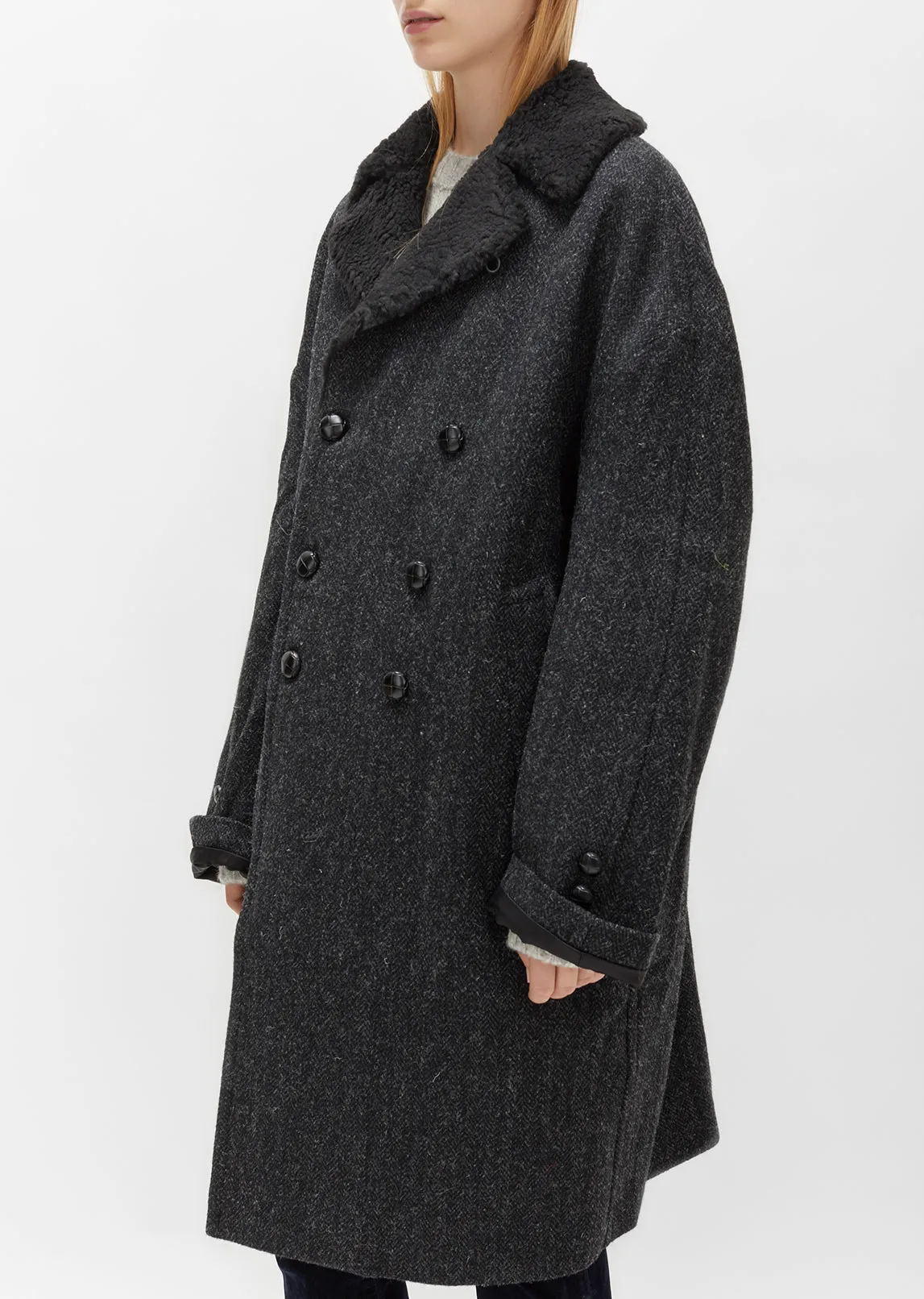 Herringbone Sherpa Raglan Coat