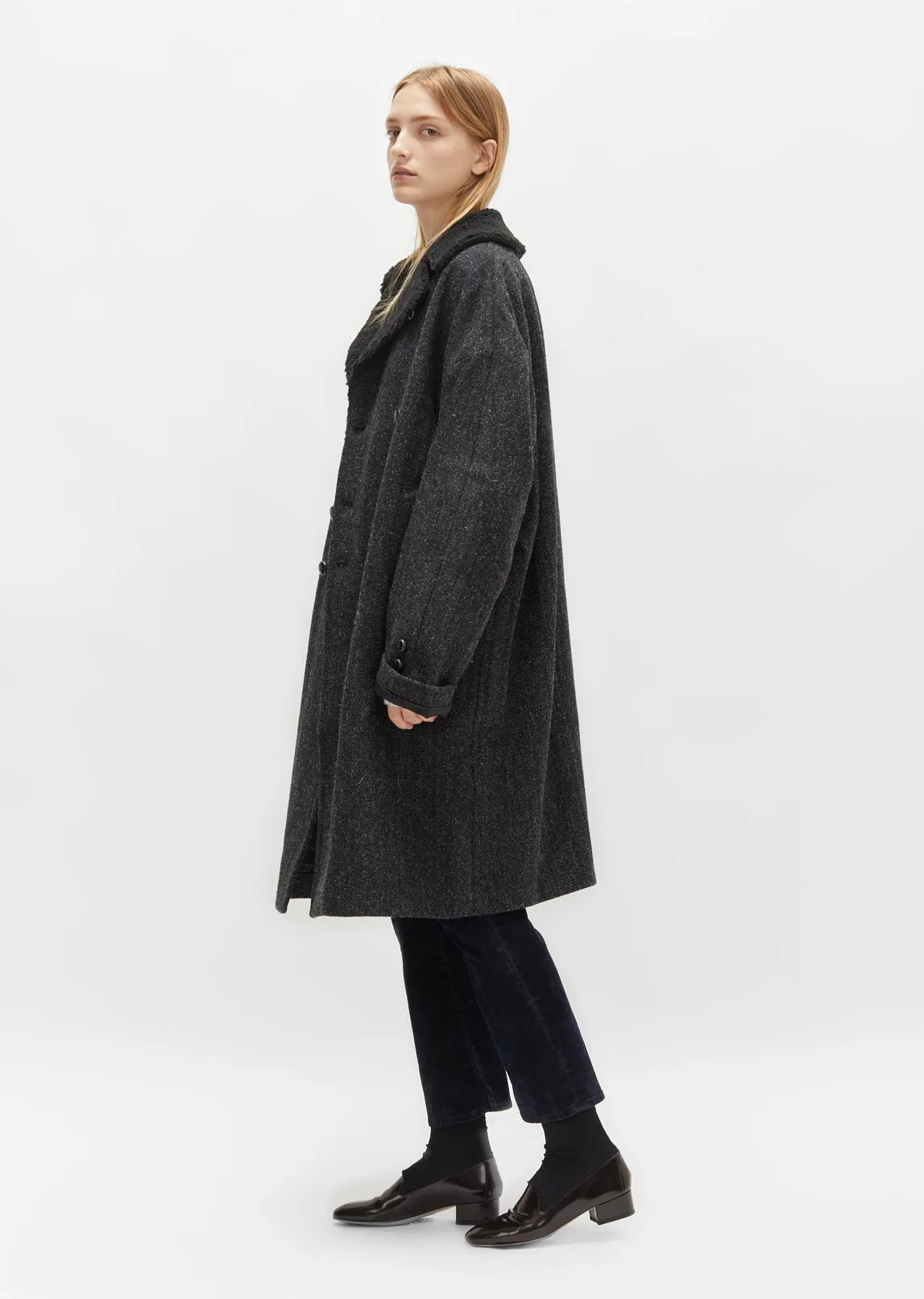 Herringbone Sherpa Raglan Coat