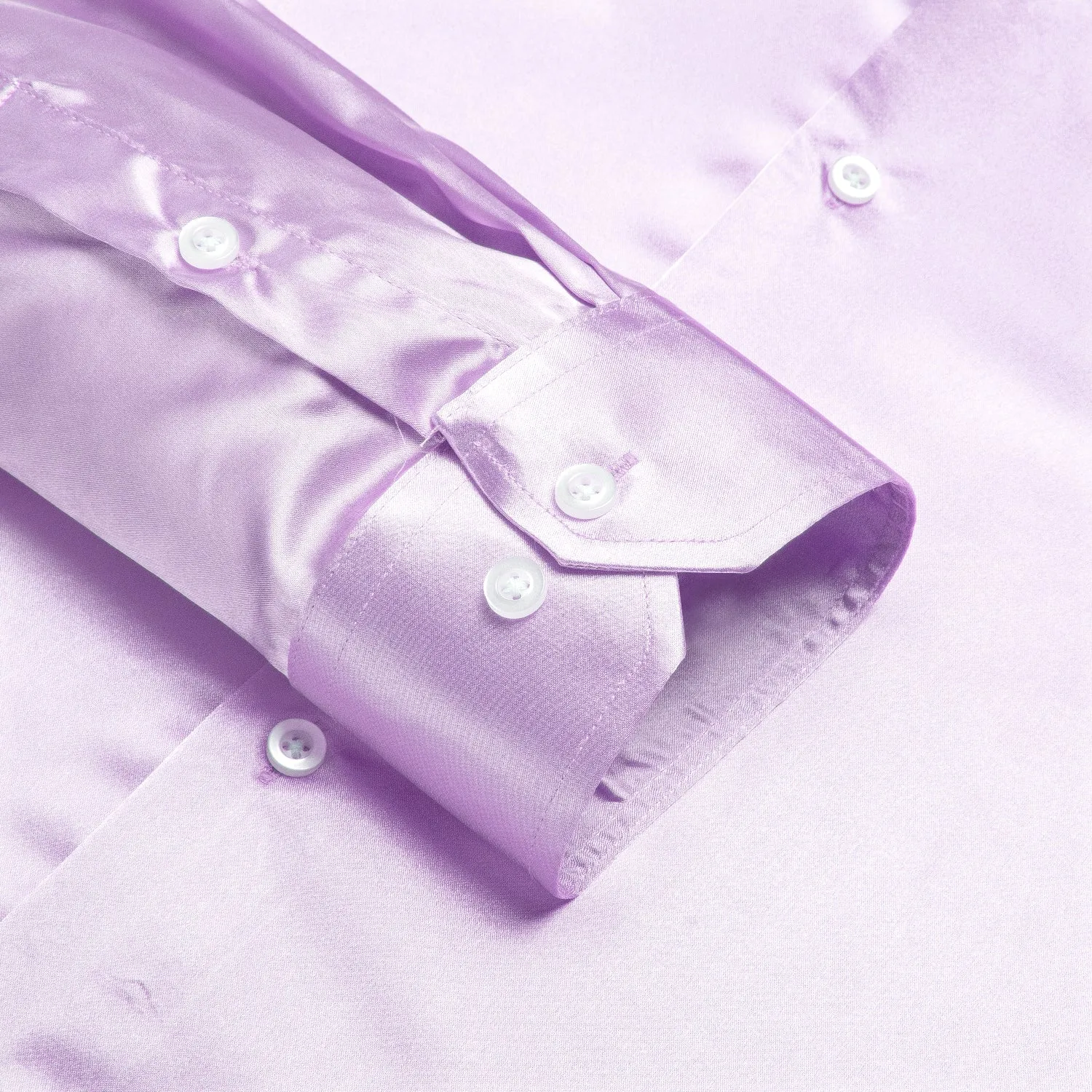 Hi-Tie Lilac Purple Solid Satin Men's Long Sleeve Dress Shirt