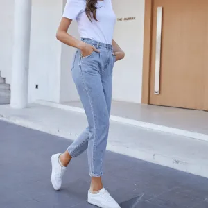 High Waist Mom Jeans Boyfriends Straight Jeans Loose Vintage Pants