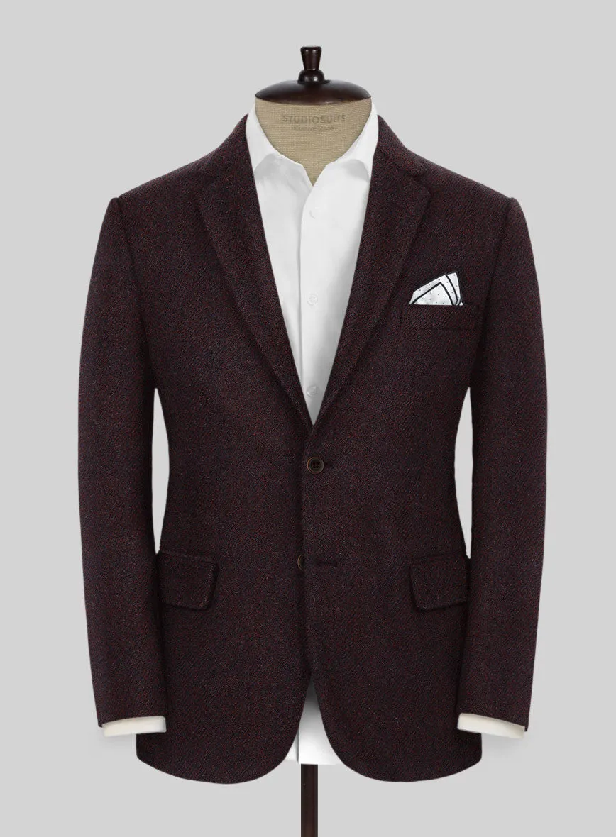 Highlander Heavy Wine Herringbone Tweed Suit