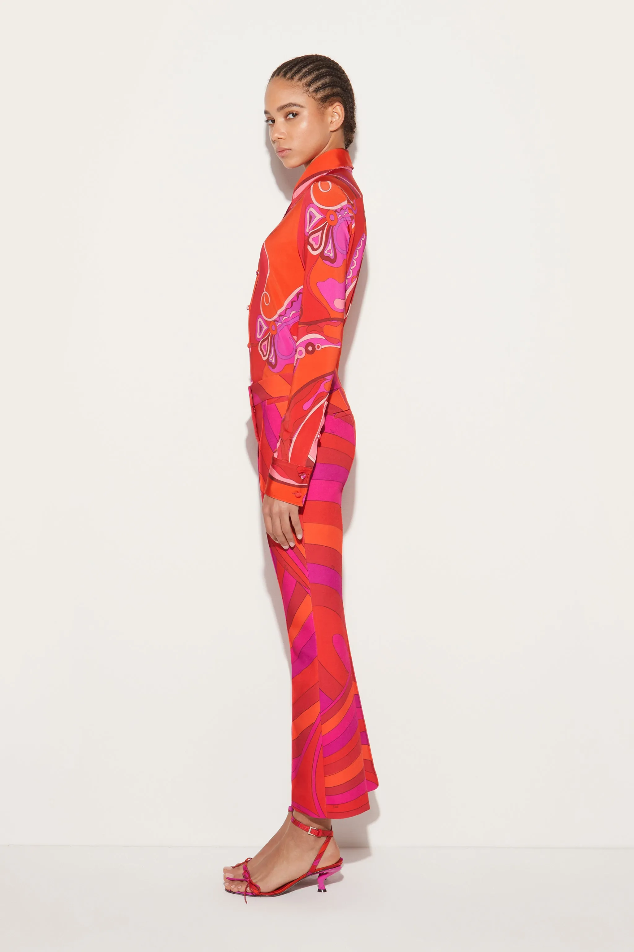 Iride-Print Flared Trousers