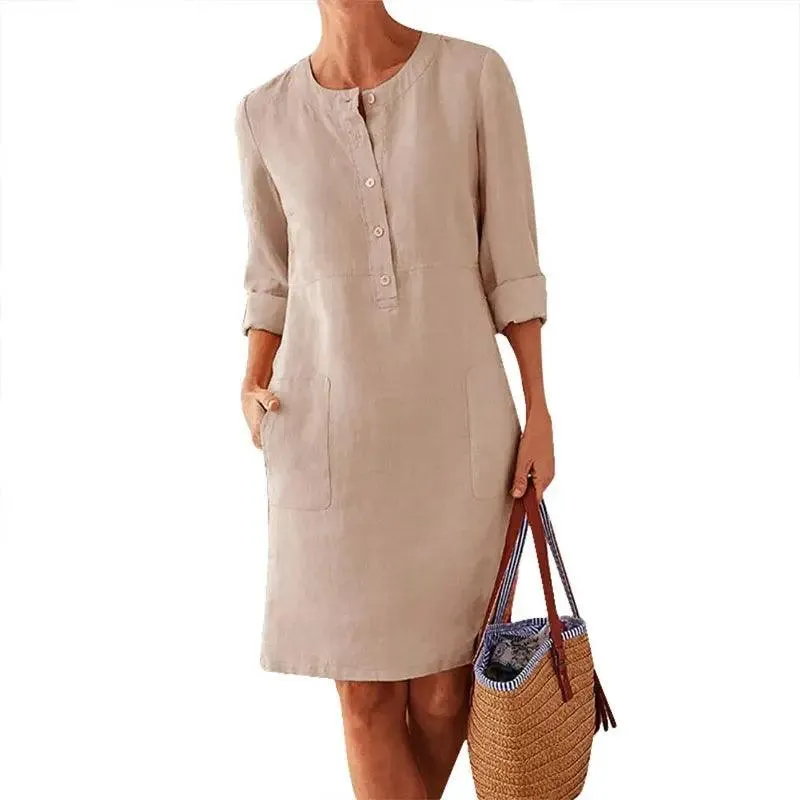 Jocoo Jolee Vintage Linen Tunic Dress: Modern Style for Women