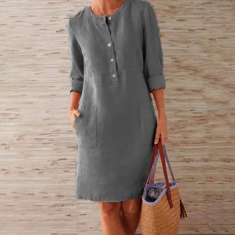 Jocoo Jolee Vintage Linen Tunic Dress: Modern Style for Women