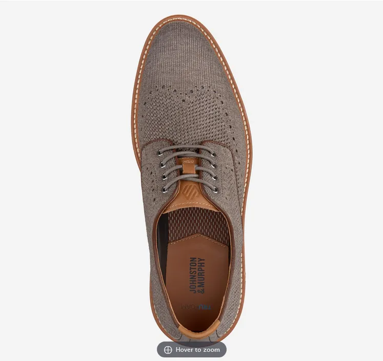 Johnston & Murphy Upton Knit Wingtip, Gray